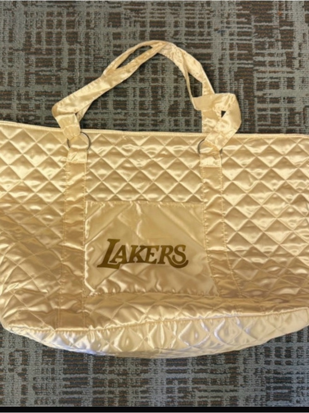 NBA Lakers Quilted Satin Tote Bag - Gold